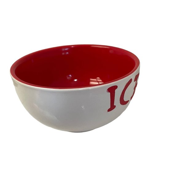 ICE CREAM Bowl Dessert Cup Sundae Red and White Ceramic 4 1/2" x 3" - Picture 3 of 9